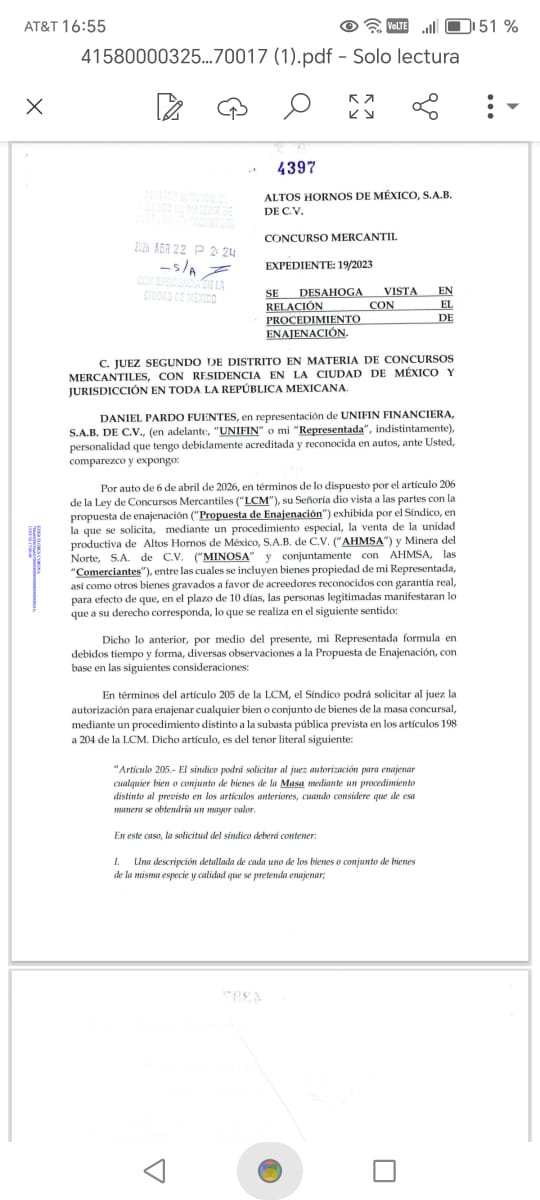 Reclama UNIFIN la Línea de Normalizado