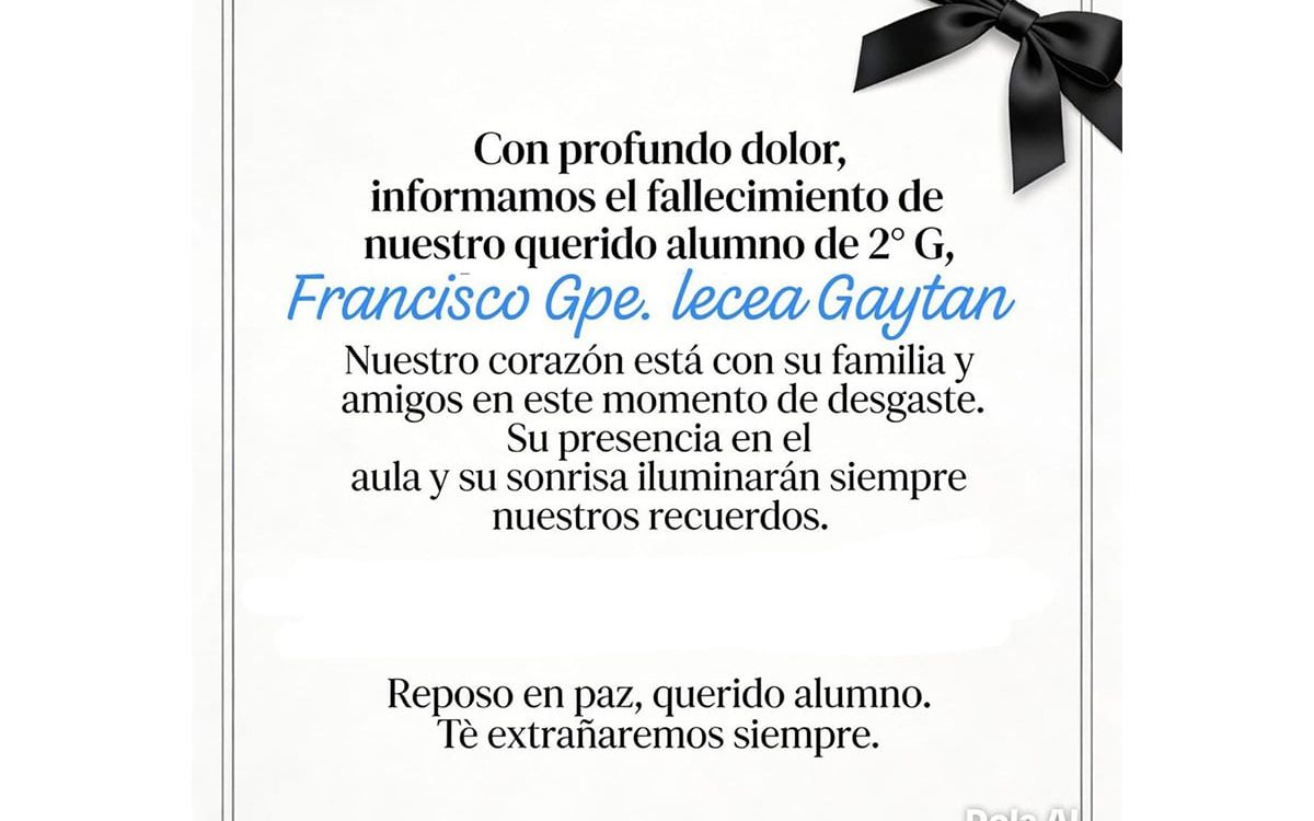 Fallece alumno de Secundaria 2, tras días de agonía