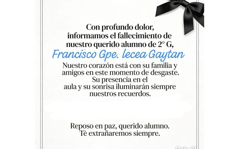 Fallece alumno de Secundaria 2, tras días de agonía